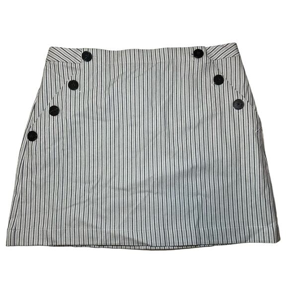 Banana Republic Striped Sailor Skirt Women’s Size 12 Stretch Black White Striped - Picture 1 of 7
